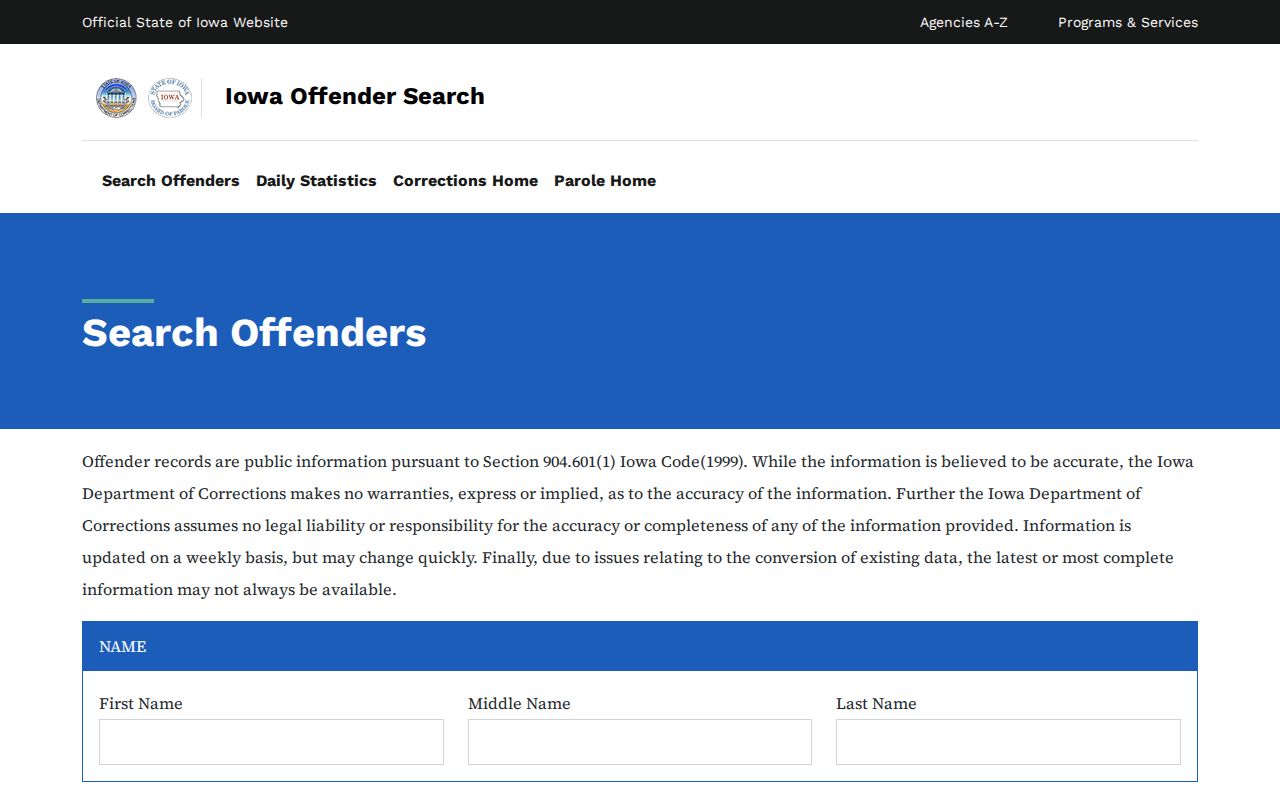 Polk County booking follow-up through Iowa DOC offender search